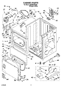 CABINET PARTS Diagram and Parts List for 3XLER5437KQ2  Whirlpool Dryer