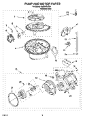 PUMP AND MOTOR PARTS Diagram and Parts List for KUDI01DLSS6  KitchenAid Dishwasher