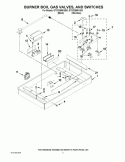 BURNER BOX, GAS VALVES, AND SWITCHES Diagram and Parts List for G7CG3665XS00  Whirlpool Cooktop