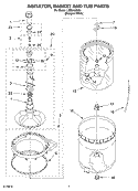 AGITATOR, BASKET AND TUB Diagram and Parts List for LSB6400KQ1  Whirlpool Washer