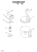 ATTACHMENT PARTS Diagram and Parts List for 4KFP710WH0  Whirlpool Food Processor