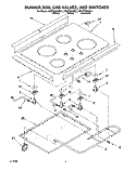 BURNER BOX, GAS VALVES, AND SWITCHES Diagram and Parts List for KGCT305ABL1  KitchenAid Cooktop