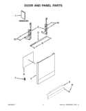 DOOR AND PANEL PARTS Diagram and Parts List for WDF310PAAT3  Whirlpool Dishwasher