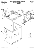 TOP AND CABINET PARTS Diagram and Parts List for GSW9800PW2  Whirlpool Washer