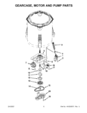 GEARCASE, MOTOR AND PUMP PARTS Diagram and Parts List for 7MWTW1602AW1  Whirlpool Washer