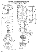 MOTOR, BASKET AND TUB PARTS Diagram and Parts List for WTW6300SB0  Whirlpool Washer