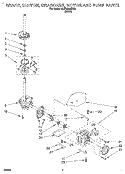 BRAKE, CLUTCH, GEARCASE, MOTOR & PUMP Diagram and Parts List for 6LSP8255BW2  Whirlpool Washer