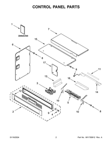 Control Panel Parts Diagram and Parts List for KOEC527PBS00  KitchenAid Microwave Oven Combo