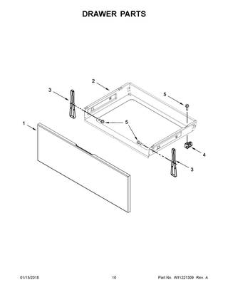 Drawer Parts Diagram and Parts List for WFE510S0HS0  Whirlpool Range