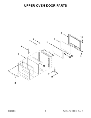 Upper Oven Door Parts Diagram and Parts List for WOD51EC7HB01  Whirlpool Wall Oven
