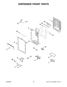 Dispenser Front Parts Diagram and Parts List for WRF954CIHW02  Whirlpool Refrigerator