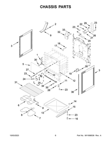 Chassis Parts Diagram and Parts List for WFE505W0JZ4  Whirlpool Range