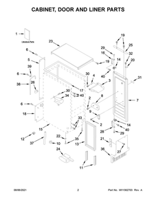 Cabinet, Door And Liner Parts Diagram and Parts List for WUI95X15HZ01  Whirlpool Ice Maker
