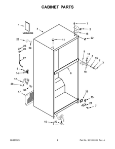 Cabinet Parts Diagram and Parts List for WRTX5028PM01  Whirlpool Refrigerator