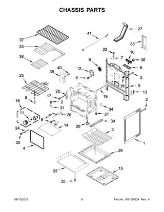 Chassis Parts Diagram and Parts List for YWFE745H0FH2  Whirlpool Range