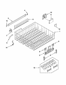 Upper Rack And Track Parts Diagram and Parts List for 66513262K112  Kenmore Dishwasher
