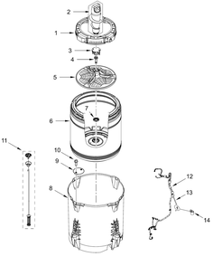 Basket And Tub Parts Diagram and Parts List for WTW8127LC2,WTW8127LW2  Whirlpool Washer