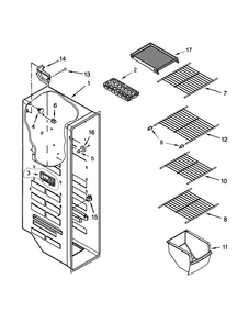 Freezer Liner Parts Diagram and Parts List for WRS3L5FNDM00  Whirlpool Refrigerator