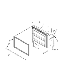 Freezer Door Parts Diagram and Parts List for WRT3L1SZYB01  Whirlpool Refrigerator