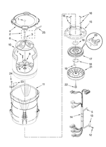 Motor, Basket And Tub Parts Diagram and Parts List for WTW6800WE1  Whirlpool Washer