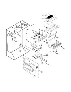 Refrigerator Liner Parts Diagram and Parts List for KBFN402EPA00  KitchenAid Refrigerator