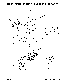 Case, Gearing And Planetary Unit Parts Diagram and Parts List for 5KSM60SPXRER0  KitchenAid Mixer