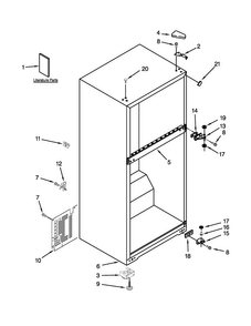 Cabinet Parts Diagram and Parts List for W8RXCGFXQ03  Whirlpool Refrigerator