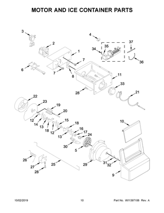 Motor And Ice Container Parts Diagram and Parts List for WRS315SDHZ03  Whirlpool Refrigerator