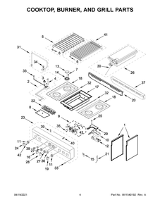 Cooktop, Burner, And Grill Parts Diagram and Parts List for JGRP636HM01  Whirlpool Range