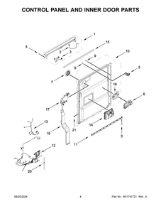 03 - Control Panel And Inner Door Parts Diagram and Parts List for KDPM804KBS3  Whirlpool Dishwasher