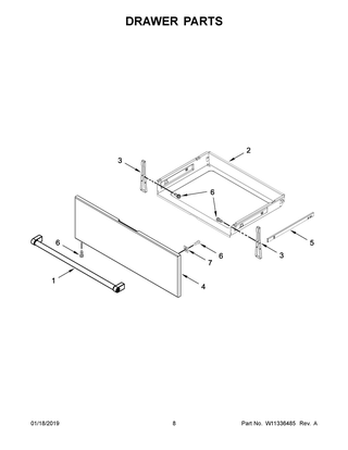 Drawer Parts Diagram and Parts List for YKSEG700ESS3  Whirlpool Range