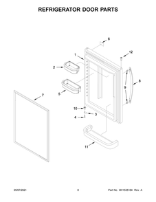 Refrigerator Door Parts Diagram and Parts List for WRB329RFBM03  Whirlpool Refrigerator