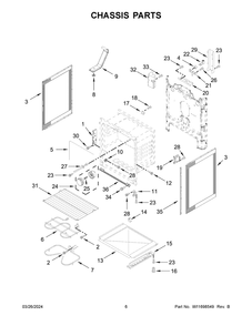 Chassis Parts Diagram and Parts List for WFE505W0JS4  Whirlpool Range