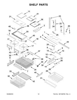 Shelf Parts Diagram and Parts List for KRFF302ESS02  Whirlpool Refrigerator