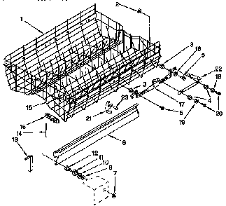Upper Rack And Track Parts Diagram and Parts List for KUDT23HY3  KitchenAid Dishwasher