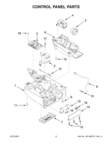 Control Panel Parts Diagram and Parts List for KUIX335HPS01  KitchenAid Ice Maker