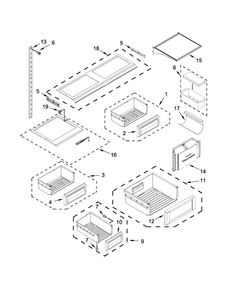 Shelf Parts Diagram and Parts List for KBFN402EPA01  KitchenAid Refrigerator