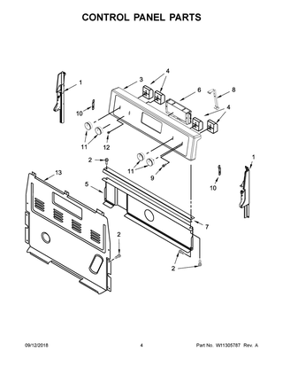 Control Panel Parts Diagram and Parts List for WFC150M0EB3  Whirlpool Range