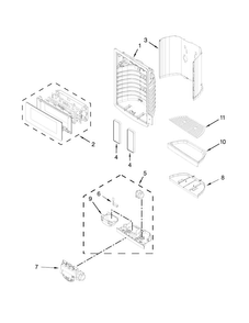 Dispenser Front Parts Diagram and Parts List for KRFF707ESS00  KitchenAid Refrigerator