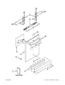 Door And Panel Parts Diagram and Parts List for WDT710PAYW5  Whirlpool Dishwasher
