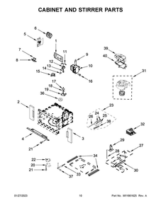 Cabinet And Stirrer Parts Diagram and Parts List for WOC75EC7HS21  Whirlpool Microwave Oven Combo