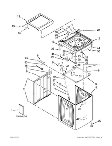 Top And Cabinet Parts Diagram and Parts List for 11028102310  Kenmore Washer