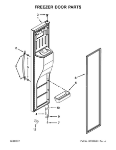 Freezer Door Parts Diagram and Parts List for WRS970CIDE01  Whirlpool Refrigerator
