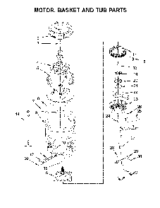 Motor, basket and tub parts Diagram and Parts List for 11020372711  Kenmore Washer