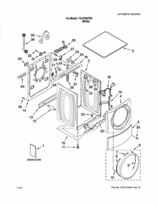 Top & Cabinet Diagram and Parts List for 11047892700  Kenmore Washer