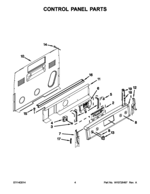03 - CONTROL PANEL PARTS Diagram and Parts List for YKERS202BSS1  Whirlpool Range