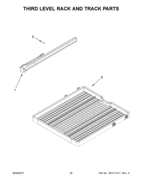 11 - THIRD LEVEL RACK AND TRACK PARTS Diagram and Parts List for KDTE254EWH3  Whirlpool Dishwasher