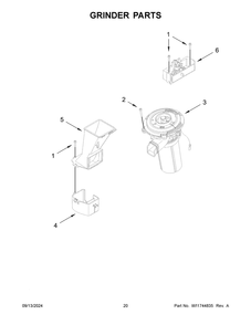 11 - Grinder Parts Diagram and Parts List for 5KES8556ESX0  Whirlpool Coffee Maker
