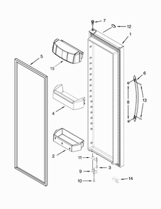 Refrigerator Door Parts Diagram and Parts List for WRS571CIDM00  Whirlpool Refrigerator