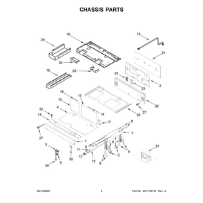 Chassis Parts Diagram and Parts List for KFDC558JPA03  KitchenAid Range